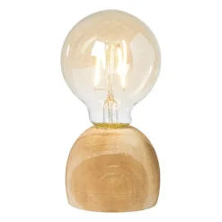 Xenos Led Lampen|Tafellampen-LED lamp houten voet - hout/glas - ø8x13.5 cm