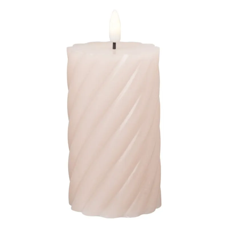 Xenos Led Kaarsen-LED stompkaars groot twist - roze - ø7x12 cm