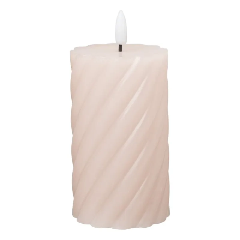 Xenos Led Kaarsen-LED stompkaars groot twist - roze - ø7x12 cm