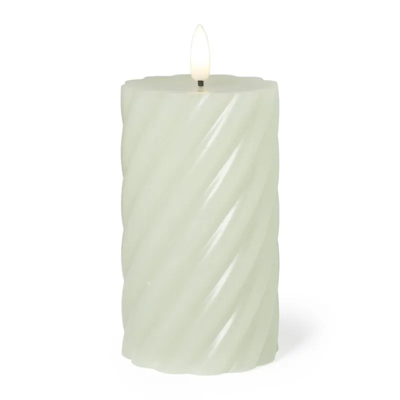 Xenos Led Kaarsen-LED stompkaars groot twist - groen - ø7x12 cm