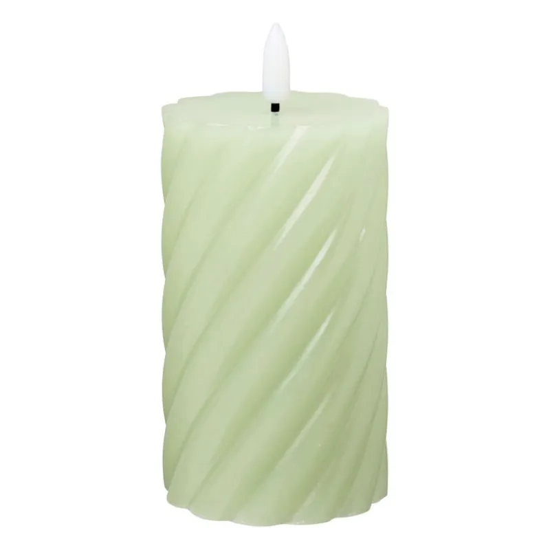 Xenos Led Kaarsen-LED stompkaars groot twist - groen - ø7x12 cm