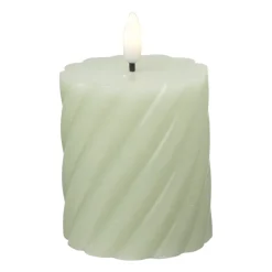 Xenos Led Kaarsen-LED stompkaars klein twist - groen - ø7x8 cm