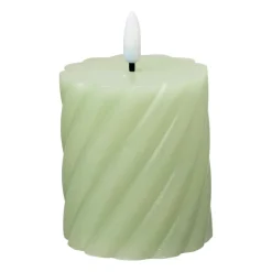 Xenos Led Kaarsen-LED stompkaars klein twist - groen - ø7x8 cm