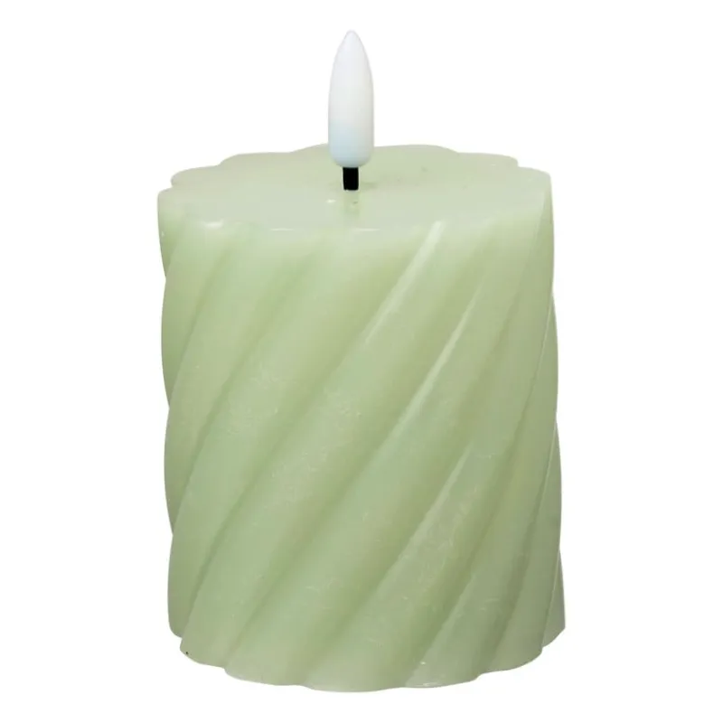 Xenos Led Kaarsen-LED stompkaars klein twist - groen - ø7x8 cm