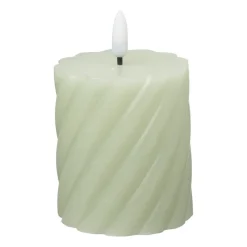 Xenos Led Kaarsen-LED stompkaars klein twist - groen - ø7x8 cm