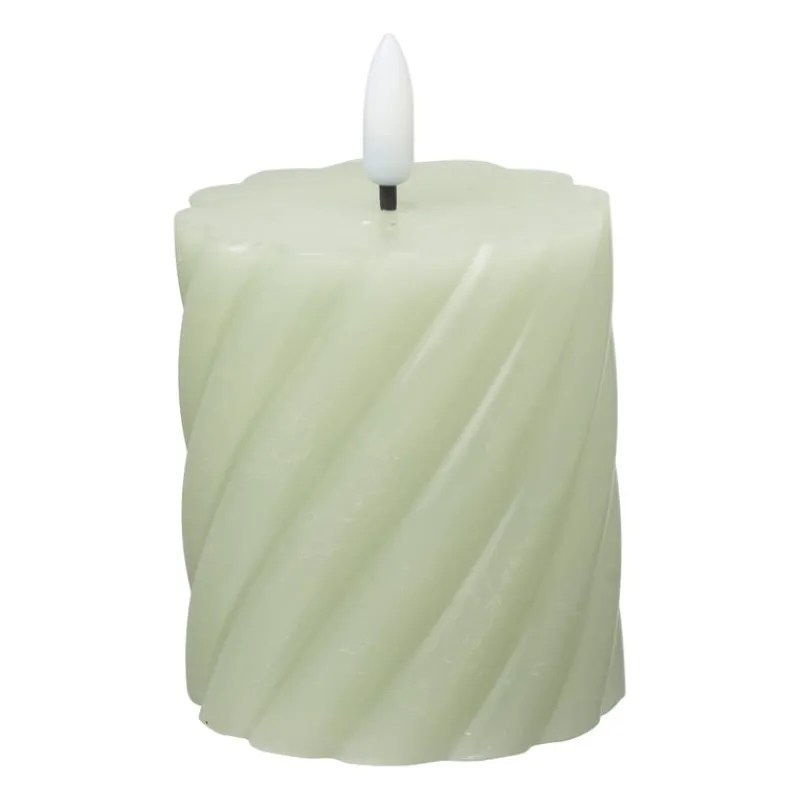 Xenos Led Kaarsen-LED stompkaars klein twist - groen - ø7x8 cm
