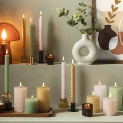 Xenos Led Kaarsen-LED stompkaars klein twist - groen - ø7x8 cm