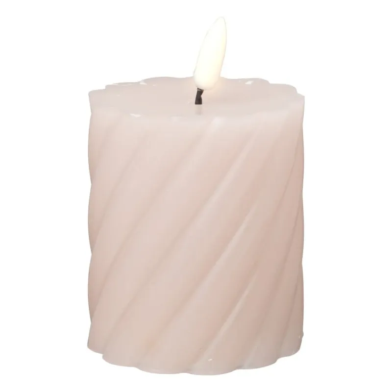 Xenos Led Kaarsen-LED stompkaars klein twist - roze - ø7x8 cm
