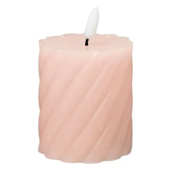 Xenos Led Kaarsen-LED stompkaars klein twist - roze - ø7x8 cm