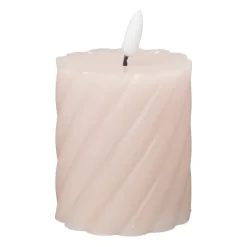Xenos Led Kaarsen-LED stompkaars klein twist - roze - ø7x8 cm