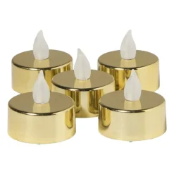 Xenos Led Kaarsen-LED waxinelichten - goud - set van 5