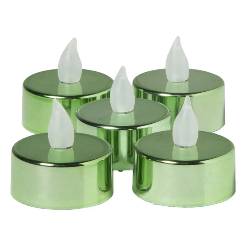 Xenos Led Kaarsen-LED waxinelichten - groen - set van 5