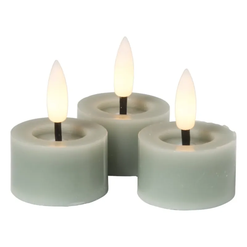 Xenos Led Kaarsen-LED waxinelichten - groen - set van 3
