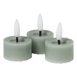 Xenos Led Kaarsen-LED waxinelichten - groen - set van 3