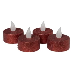 Xenos Led Kaarsen|Waxinelichtjes-LED waxinelichten - rood - set van 4