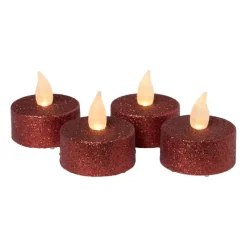 Xenos Led Kaarsen|Waxinelichtjes-LED waxinelichten - rood - set van 4