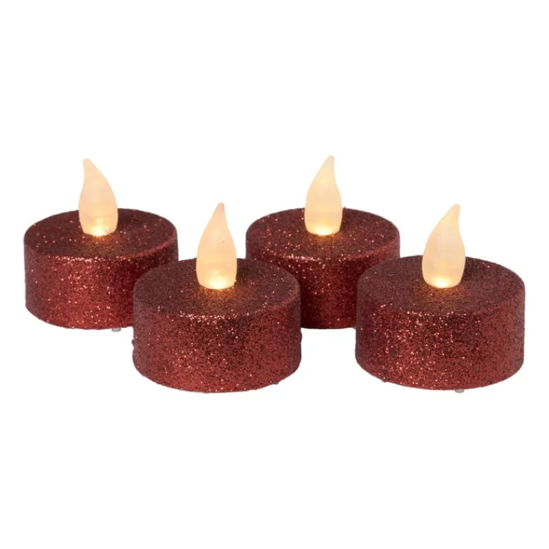 Xenos Led Kaarsen|Waxinelichtjes-LED waxinelichten - rood - set van 4