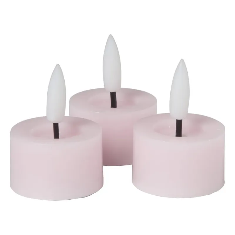 Xenos Led Kaarsen-LED waxinelichten - roze - set van 3