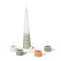 Xenos Led Kaarsen-LED waxinelichten - taupe - set van 3