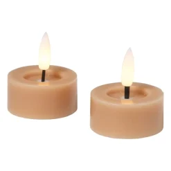 Xenos Led Kaarsen-LED waxinelichten - taupe - set van 2