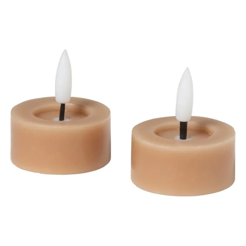 Xenos Led Kaarsen-LED waxinelichten - taupe - set van 2