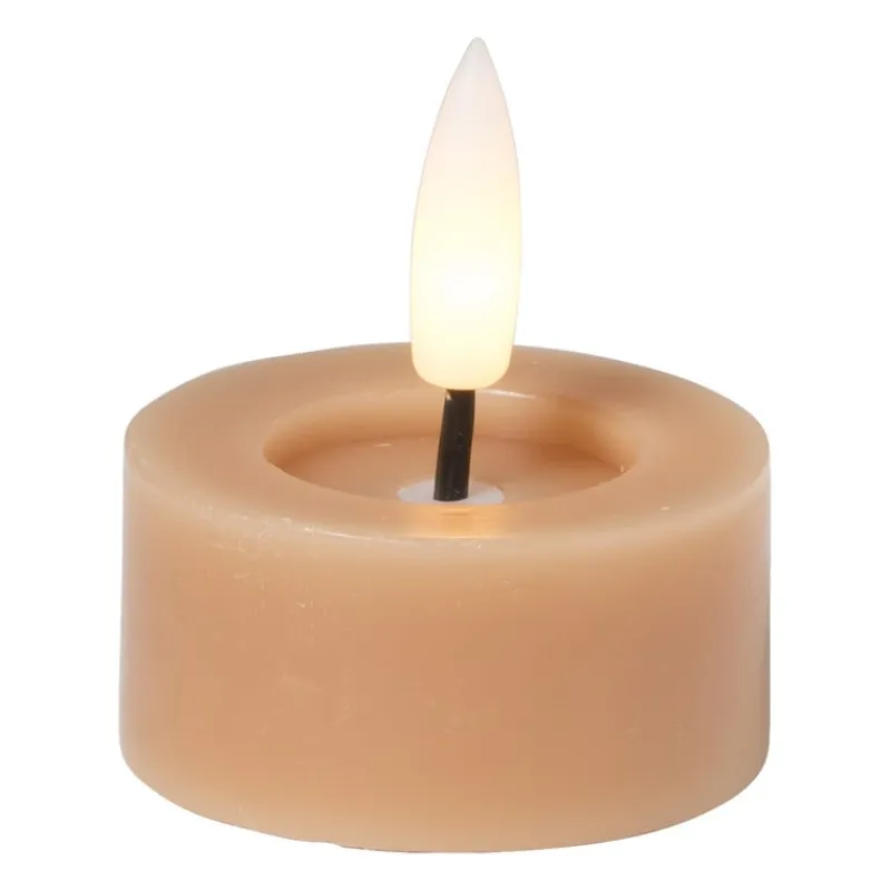 Xenos Led Kaarsen-LED waxinelichten - taupe - set van 2