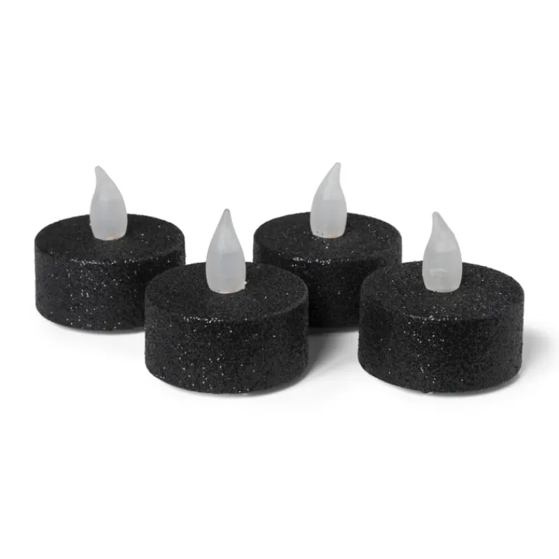 Xenos Led Kaarsen|Waxinelichtjes-LED waxinelichten - zwart - set van 4