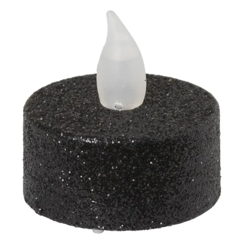 Xenos Led Kaarsen|Waxinelichtjes-LED waxinelichten - zwart - set van 4