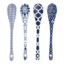 Xenos Lepels|Sushi Servies-Lepels Mico - blauw/wit - set van 4