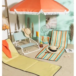 Xenos Strandaccessoires|Campingstoelen-Ligbed Miami - gestreept - 160x54 cm