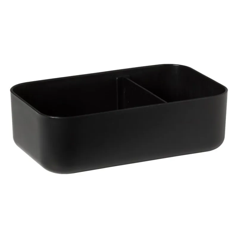 Xenos Broodtrommels-Lunchbox met elastiek - zwart - 6.8x19x12 cm