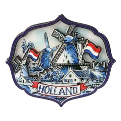 Xenos Holland Souvenirs-Magneet holland windmolen - delfts blauw - 10x1x9 cm