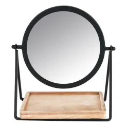 Xenos Kerstcadeaus|Make-Up Spiegels-Make-up spiegel met plankje - zwart - 19x14x21 cm