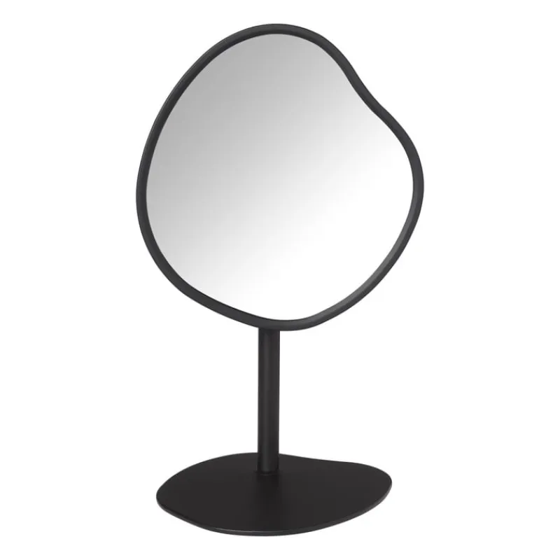 Xenos Make-Up Spiegels-Make-up spiegel organic - zwart metaal - 18 cm