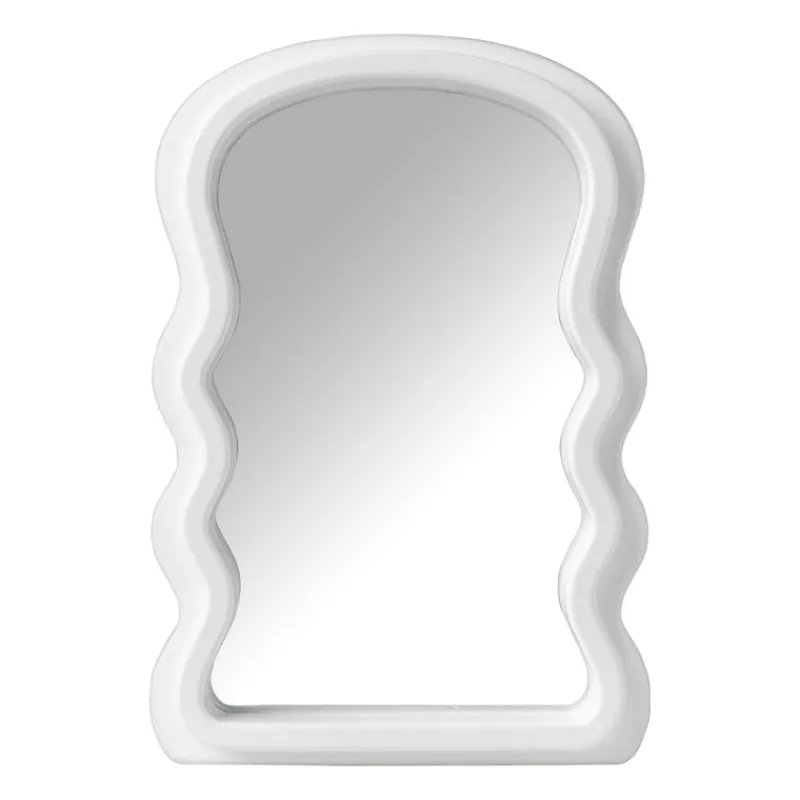 Xenos Make-Up Spiegels-Make-up spiegeltje wave - wit - 26x17.7x2.7 cm