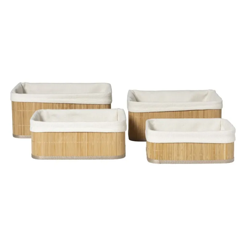 Xenos Manden|Manden-Mand bamboe met teddy - 16x36x27 cm - naturel/wit