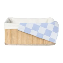 Xenos Manden|Manden-Mand bamboe met teddy - 14x33x25 cm - naturel/wit