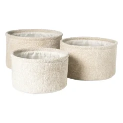 Xenos Manden|Manden-Mand chenille rond - wit - ø30x18 cm