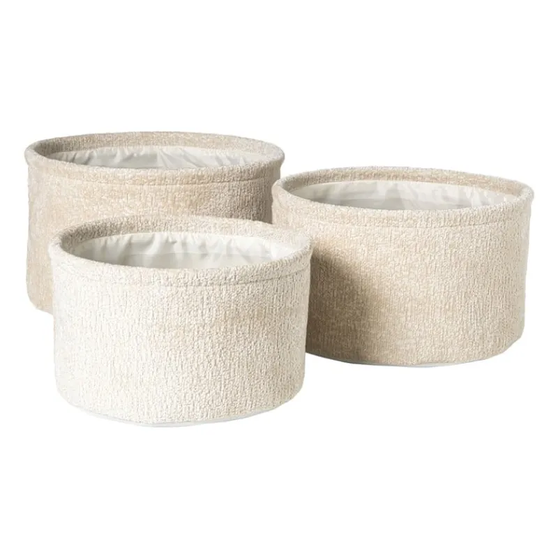 Xenos Manden|Manden-Mand chenille rond - wit - ø30x18 cm