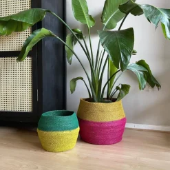 Xenos Manden|Manden-Mand colorblock - roze/geel - ø35x26 cm