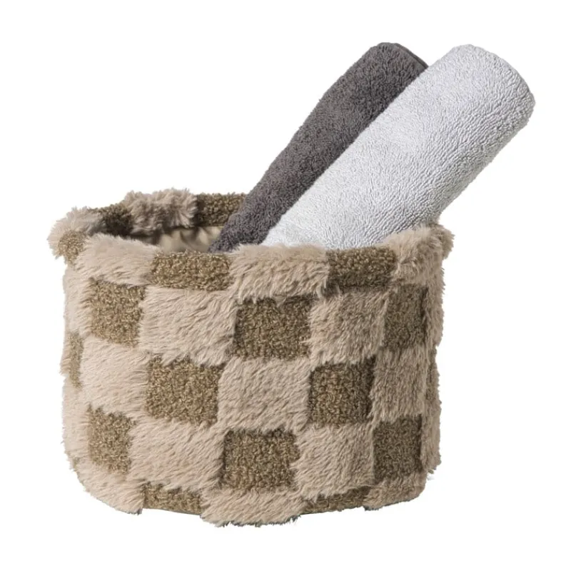 Xenos Manden|Manden-Mand geruit rond maat M - bruin - ø20x14 cm
