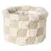 Xenos Manden|Manden-Mand geruit rond maat S - beige - ø18x12 cm