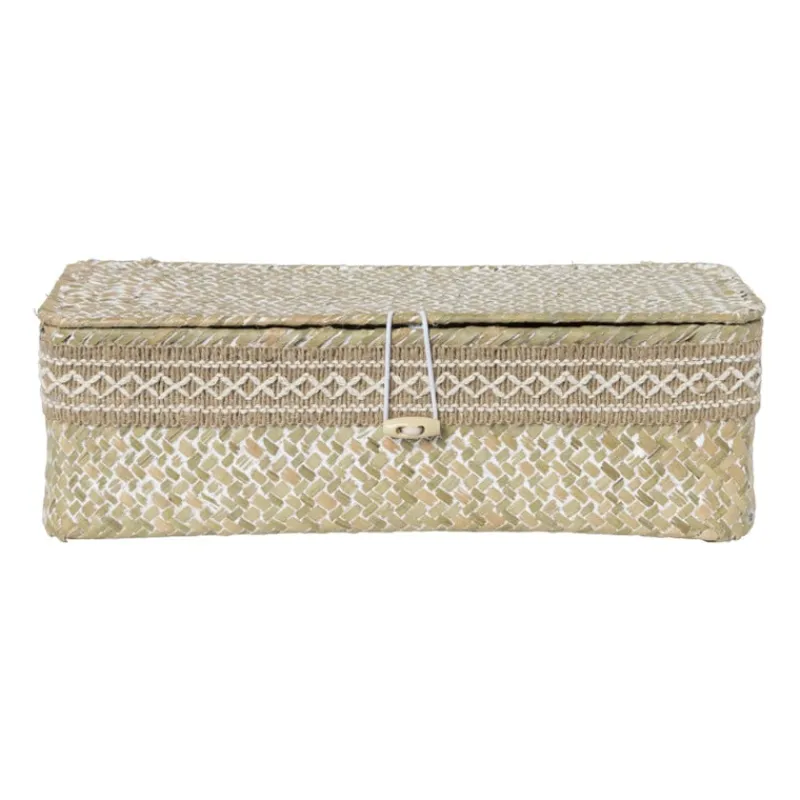 Xenos Manden|Manden-Mand met deksel Stijn - naturel - 9.5x32x12 cm