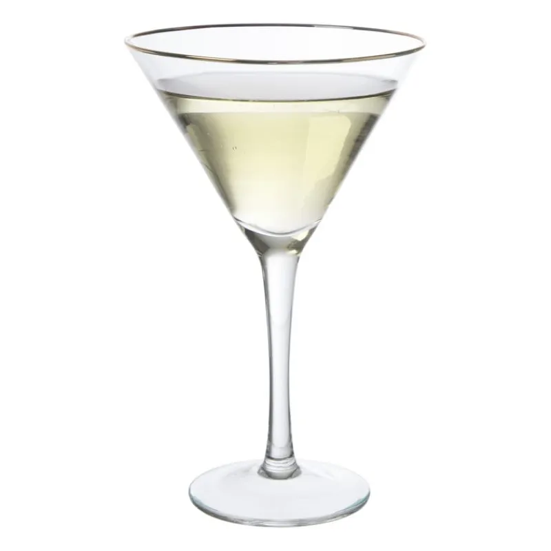 Xenos Cocktailglazen-Martiniglas gouden rand - glas - 220 ml