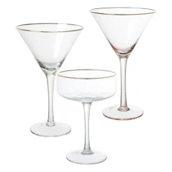 Xenos Cocktailglazen-Martiniglas gouden rand - glas - 220 ml