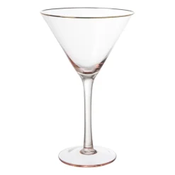 Xenos Cocktailglazen-Martiniglas roze gouden rand - glas - 220 ml