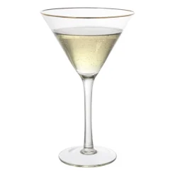 Xenos Cocktailglazen-Martiniglas roze gouden rand - glas - 220 ml