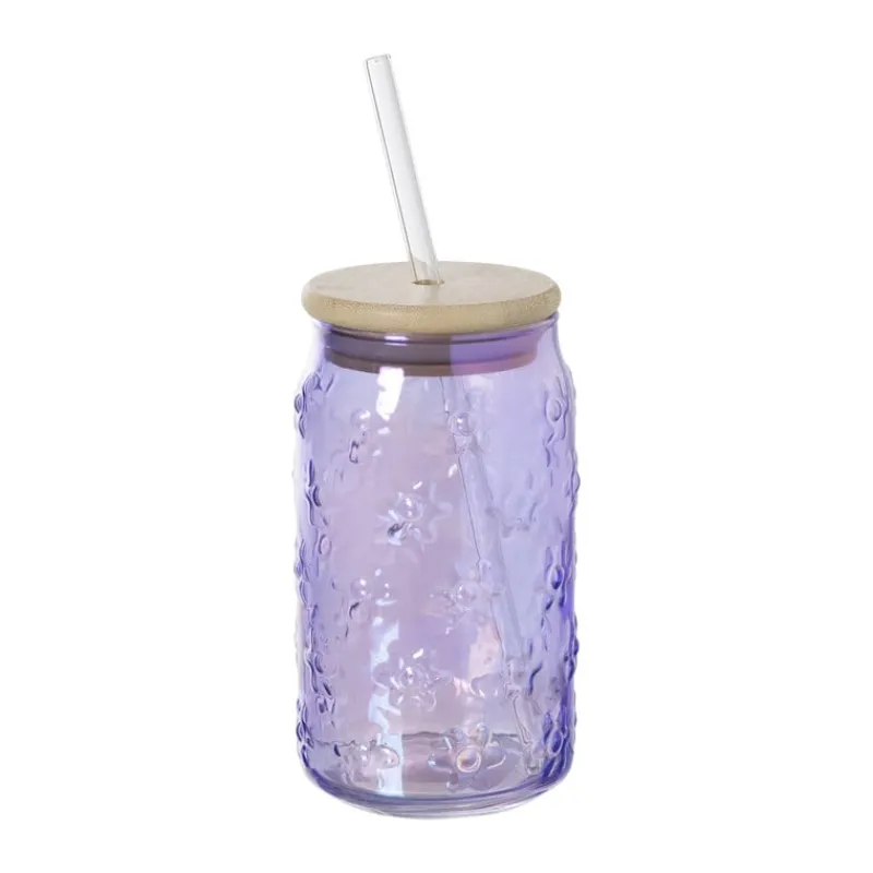 Xenos Mason Jars-Mason jar iriserend - paars - ø7.5x14 cm
