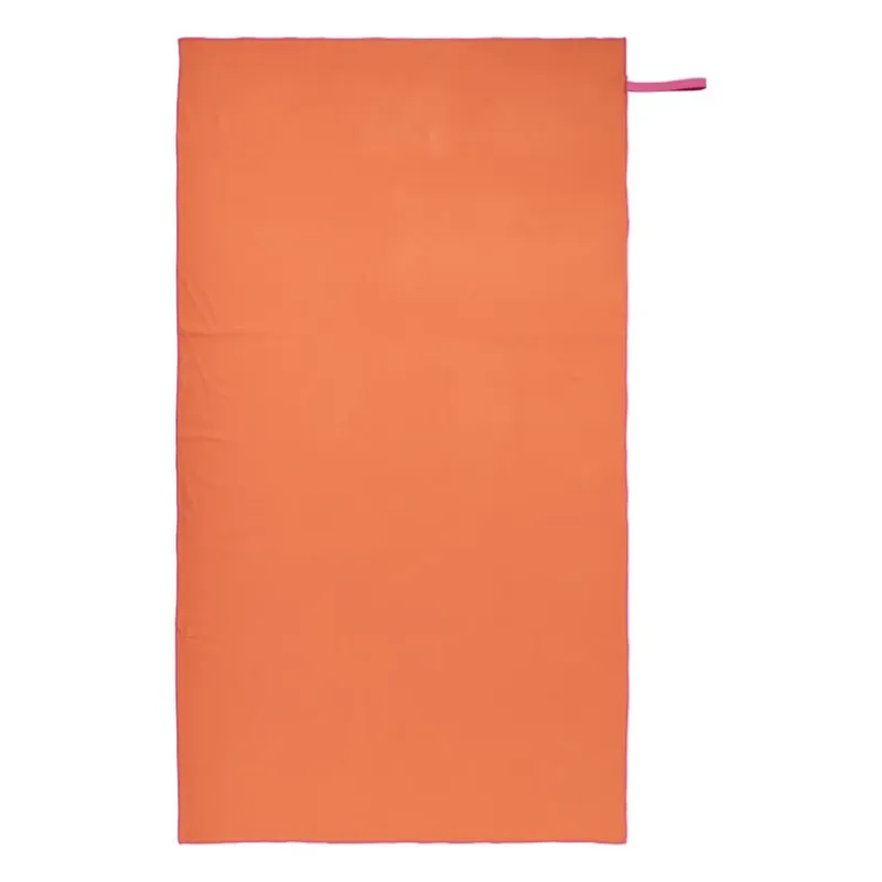 Xenos Reishanddoeken-Microvezel handdoek - oranje/roze - 100x180 cm