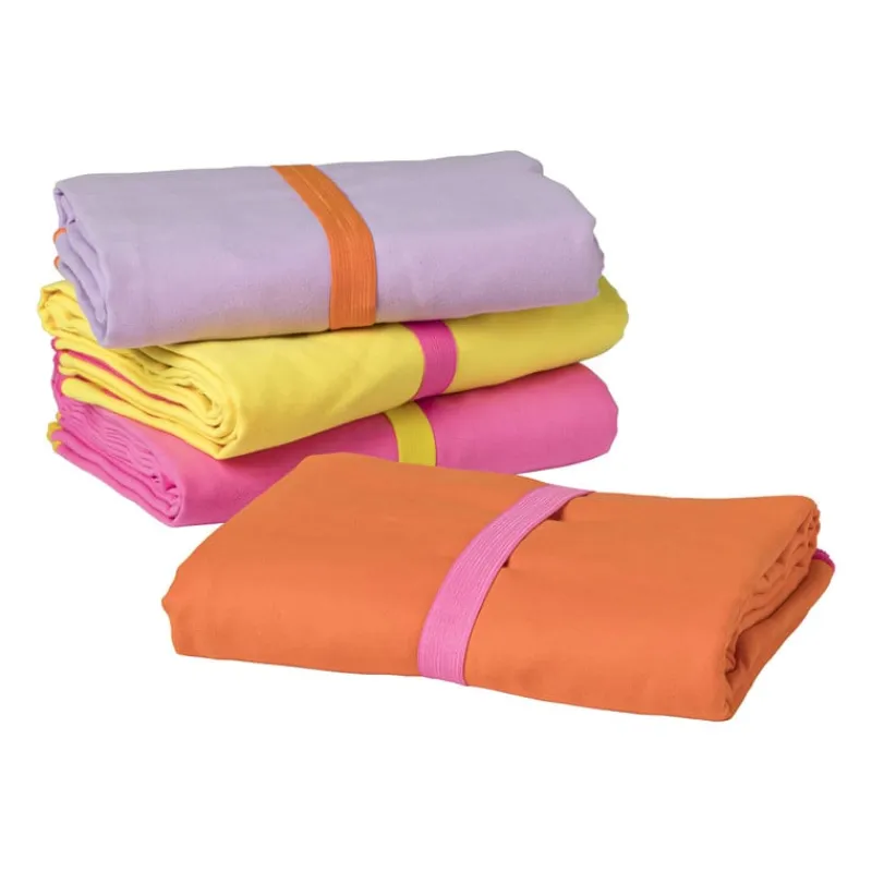 Xenos Reishanddoeken-Microvezel handdoek - oranje/roze - 100x180 cm